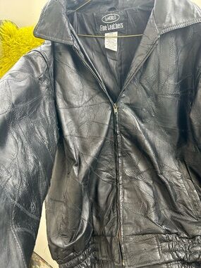 Women's Black Patchwork Zip-Front Leather Jacket